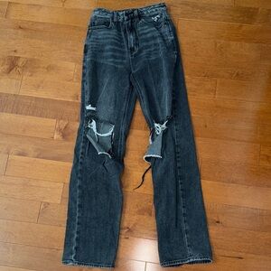 PacSun Charcoal Distressed Straight Leg Jeans